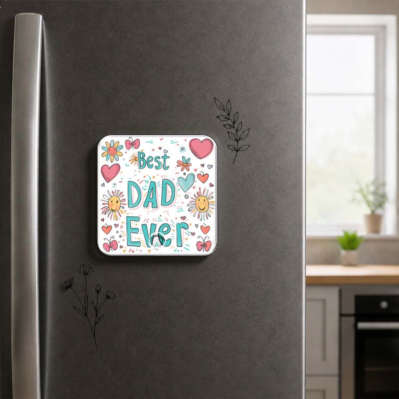 Best Dad Ever Musical Fridge Magnet Quote Printed Rechargeable with Type-C USB Charging Dad Room & Office Decor